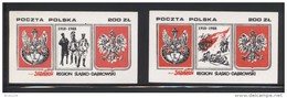 POLAND SOLIDARITY SOLIDARNOSC 1988 70TH ANNIV POLISH INDEPENDENCE WW1 SET OF 2 MS HORSES CAVALRY SOLDIERS ARMY - Solidarnosc Vignetten