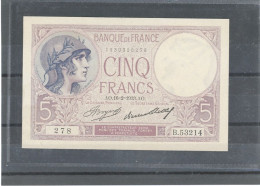 FRANCE -5F FEMME CASQUÉE  -16-2-1933- AO- SERIE 278- FAYETTE - F.03 /17- ETAT : SPL- SANS EPINGLAGE - 5 F 1917-1940 ''Violet''