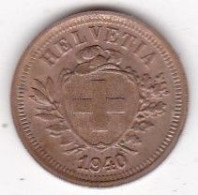 Suisse 1 Rappen 1940 B, En Bronze , KM# 3 - 1 Rappen