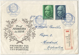 Portugal Afinsa 819/20 Complete Set Used On Registered Cover FDC 1956 - FDC