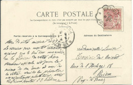 MONACO CARTE 10c AMBULANT NICE A VINTIMILLE POUR RIOM ( PUY DE DOME ) DE 1907 LETTRE COVER - Brieven En Documenten