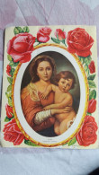 CPSM DOUBLE 4 PANS 3 D RELIEF SYSTEME POP UP  ROSES BONNE FETE MAMAN SAINTE VIERGE ENFANT    FORMAT 13.5 PAR 17  CM - Muttertag