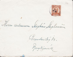 1922. ISLAND. King Christian X. Thin, Broken Lines In Ovl Frame. 20 Aur Brown Single On Cover... (Michel 101) - JF546092 - Brieven En Documenten