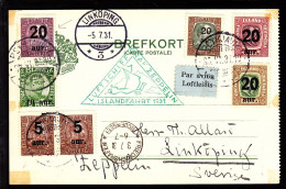 1931. LUFTSCHIFF GRAF ZEPPELIN ISLANDSFAHRT 1931. Two Kings. 5 Aur On 16 Aur Brown Together W... (Michel 105) - JF103805 - Covers & Documents