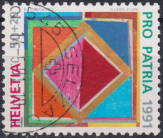 1991 Schweiz Pro Patria, Zeitgenössische Kunst, Quadrat, ⵙ Zum:CH B231, Mi:CH 1446, Yt: CH 1474 - Oblitérés