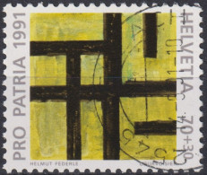 1991 Schweiz Pro Patria, Zeitgenössische Kunst, Monogramm, ⵙ Zum:CH B232, Mi:CH 1447, Yt: CH 1475 - Oblitérés