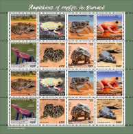 Burundi 2023,Anphibius, Frogs, Turtrle, Snake, Crocodile, Sheetlet - Neufs