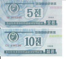 COREE DU NORD 5-10 CHON 1988 UNC P 24-25 ( 2 Billets ) - Corée Du Nord