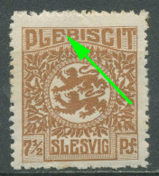 Schleswig 1920 Wappen Mit Plattenfehler 3 I Mit Falz, Rs Etwas Fleckig - Other & Unclassified