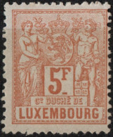 Luxembourg 1882 5 Fr Allegorie Perf 13½, 1 Value MN - 1882 Allegorie