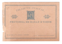 PROVINCIA DE MACAU E TIMOR // BILHETE POSTAL // DEZ RÉIS - Macao