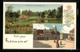 Lithographie Wurzen, Parthie Vom Stadtpark, Markt  - Wurzen