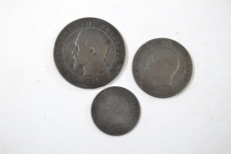 Lot Monnaies Napoléon III 3, 2 Centimes 1854, 5 Centimes 1855, 10 Centimes 1855. - Autres & Non Classés