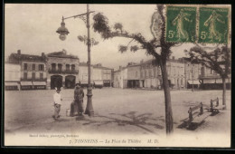 CPA Tonneins, La Place Du Théâtre  - Tonneins