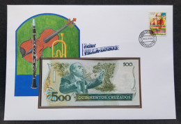 Brazil Heitor Villa-Lobos Birth Centenary 1988 Musical Instruments Music FDC (banknote Cover) *rare - Cartas & Documentos