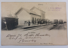 DERNIERE BAISSE PRIX !!! BOURCY BASTOGNE - RARE LA STATION / GARE CHEF DE STATION DJ NOEL HEUSKIN + CACHET + TRAIN 1902 - Bastogne