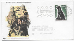 Enveloppe Premier Jour -Fédération Cynologique International 05-04-1967  Monte-Carlo Timbre Monaco (circulé- Chien) - Usati