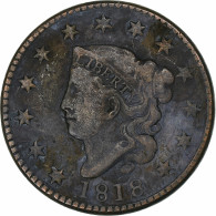 États-Unis, 1 Cent, Coronet Head, 1818, Philadelphie, Cuivre, TB+, KM:45.1 - 1816-1839: Coronet Head (Tête Couronnée)