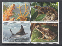2022 United Nations GENEVA Endangered Species Frogs Lizards Fish Block Of 4 MNH @ BELOW FACE VALUE - Neufs
