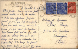 1914  C P   T P  Mercure 2 X 10c Bleu + Petain 1f Rouge  Envoyée à BOURGOUIN - Briefe U. Dokumente