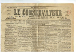 32 GERS Journal Le Conservateur Du 25/02/1875 2 C Cérès N° 51 Obl Typo Journal Complet TTB - Newspapers