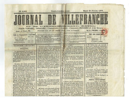 69 RHONE Journal De Villefranche Du 20/02/1872 2 C Empire N° 26 Obl Typo Journal Complet SUP - Kranten