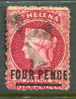1868 St Helena FOUR PENCE Surcharged Used Sg 14 - Sainte-Hélène