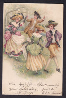 Couples Dancing / Year 1900 / Long Line Postcard Circulated, 2 Scans - Danse