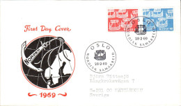 NORVEGE LETTRE FDC 1969 POUR LA SUEDE - FDC