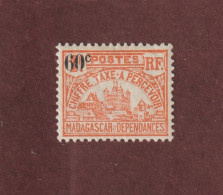 MADAGASCAR - TAXE  - 17 De 1924/1927 - Neuf * - Timbre Taxe Surchargé - 60c. Sur 1f. Rouge-orange - 2 Scan - Timbres-taxe