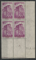 MONACO N° 278 Bloc De 4 Neuf ** (MNH) Avec Coin Daté Du 11/4/46. Voir Description - Unused Stamps