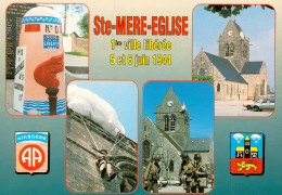 CPM-50- SAINTE-MÈRE ÉGLISE - Multivues - Libération - Le Clocher - La Borne KM 0 , Les Armoiries TBE * 2 Scans - Sainte Mère Eglise