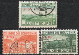 Luxemburg 1921 War Memorial Overprint 3 Values Cancelled - Usati