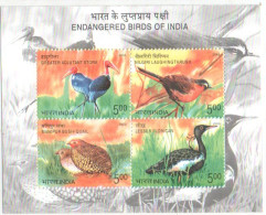 India - 2006 -  Endangered Birds Of India -  Miniature Sheet. - MNH - - Unused Stamps