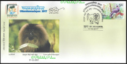India 2017 Lion Tailed Macaque,Animal.Monkey Family, Baboon,Wildlife,Special Cover (**) Inde Indien - Storia Postale