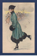 CPA Patinage Femme Woman Illustrateur Italien 3334-3 Circulée - Pattinaggio Artistico