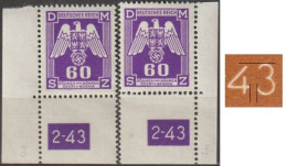 021a/ Pof. SL 16, Corner Stamps, Plate Number 2-43, Type 1, Var. 3 - Ongebruikt