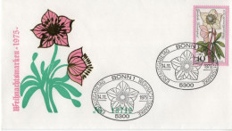 Germany Deutschland 1975 FDC Wohlfahrtsmarken Weinachtsmarke, Flower Flowers Blumen Blume Flora, Bonn - 1971-1980