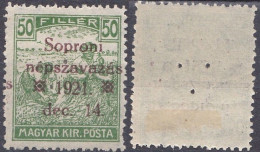 Hongrie De L'Ouest Sopron 1921 Non Emis Népszavazas Mi IV Perfo 3 Trous En Triangle (K7) - Zonder Classificatie