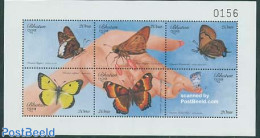 Bhutan 1999 Butterflies 6v M/s, Mint NH, Nature - Butterflies - Bhoutan