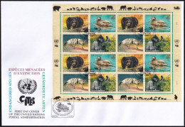 UNO WIEN 2001 Mi-Nr. 327/30 FDC Kleinbogen Gefährdete Arten - FDC