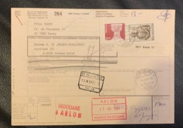 20409 - Bulletin D'expédition Vevey Orient  14.12.1981 Pour Knokke-Zeist Via Arlon & Brugge - Covers & Documents
