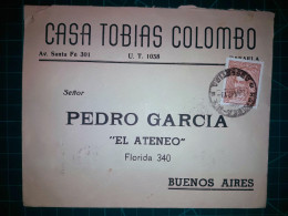 ARGENTINE, Enveloppe Appartenant à "CASA TOBIAS COLOMBO" Circulée Avec Timbre Postal (Mariano Moreno). Années 1960. - Usati