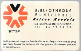 -CARTE-FIDELITE-ADHERENT-BIBLIOTHEQUE N MANDELA-VITRY 94-Plastic Epais-TBE - Cadeaubonnen En Spaarkaarten