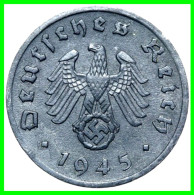 ALEMANIA - GERMANY SERIE DE 2 MONEDAS DE 1 REICHSPFNNIG TERCER REICHS ( AÑO 1945 CECAS (  - A -  E -  )  COMPOCISIÓN ZIN - 1 Reichspfennig