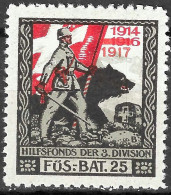 1914-1918 SWITZERLAND Soldatenmarken Suisse Militaire Vignette 3.Division BAT.25 OVERPRINT 1917  MLH FULL GUM VF - Vignettes