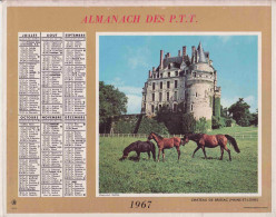 Calendrier France 1967 Chenonceaux Indre Et Loire Château De Brissac Maine Et Loire Chevaux Cheval - Grossformat : 1961-70