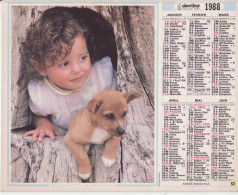 Calendrier France 1988 Enfant Chien - Formato Grande : 1981-90