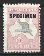 AUSTRALIA....KING GEORGE V...(1910-36..)...." 1931.."....SPECIMEN...10/-....ROO...MARK ON FRONT....MH.. - Nuevos