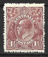 AUSTRALIA....KING GEORGE V...(1910-36..).." 1918...".....HEAD.....1 & HALFd.....SG59a......MH.. - Mint Stamps